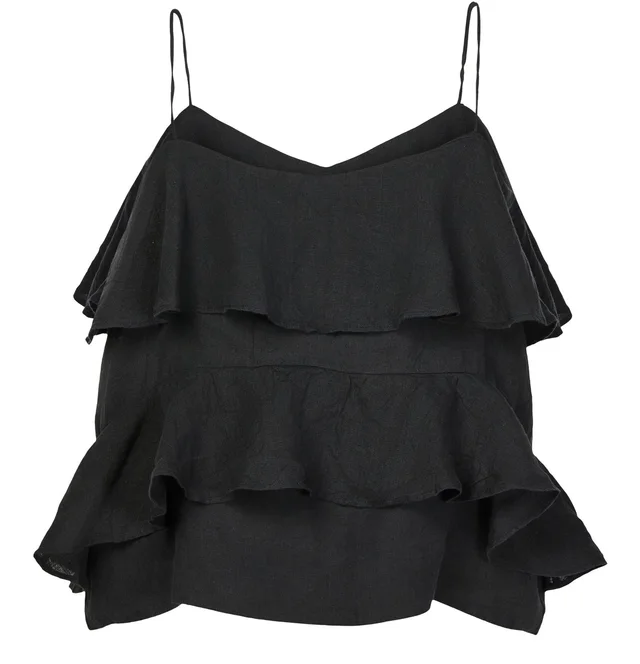 SKALL STUDIO Frilled top Benedicte in Black 100% linen, photo 3 of 6 from 24S (Canada)