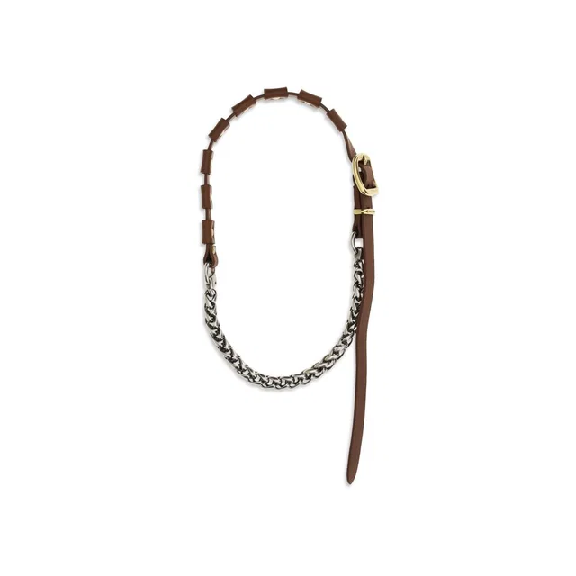 Miu Miu Brown Calf Leather Bos Taurus Necklace in Brown Calfskin from HEWI
