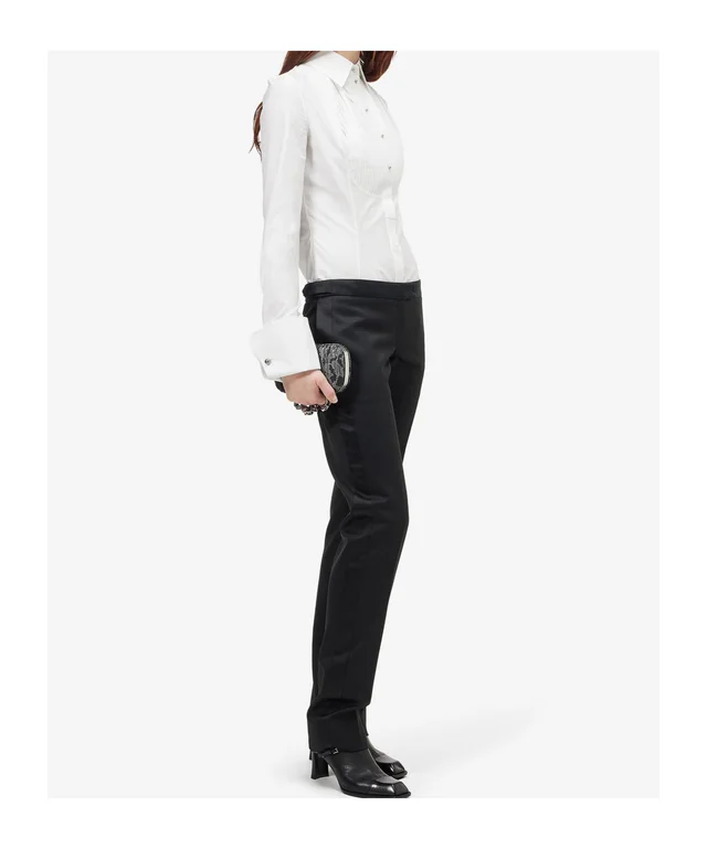 Alexander McQueen Women's Tuxedo Striped Shirt in Optical White, photo 3 of 5 from SENSER