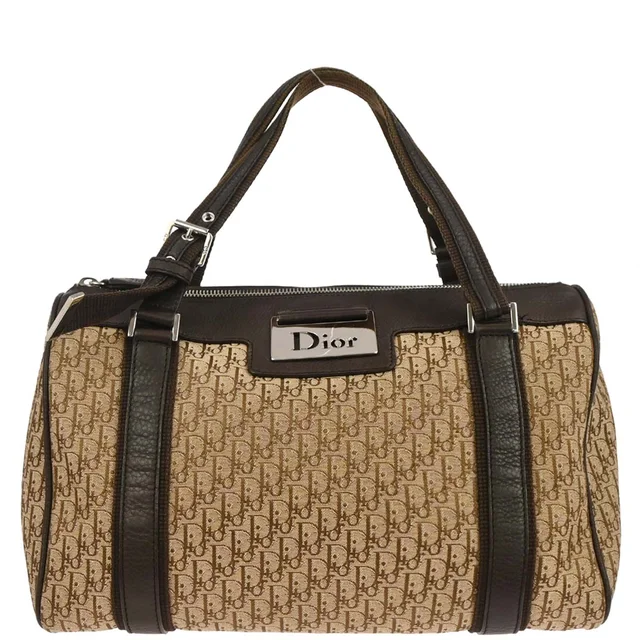 Dior Brown Beige Street Chic Trotter Handbag in Brown Canvas from AMORE Vintage Tokyo