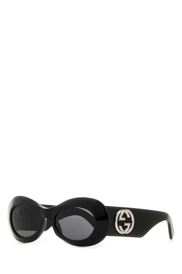Gucci Gg1696s Oval Acetate Sunglasses — Black Exterior in Black from HEWI