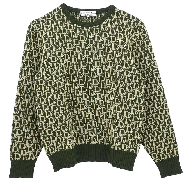 Dior Top Sweater Trotter Dark Green #M in Green Wool from AMORE Vintage Tokyo