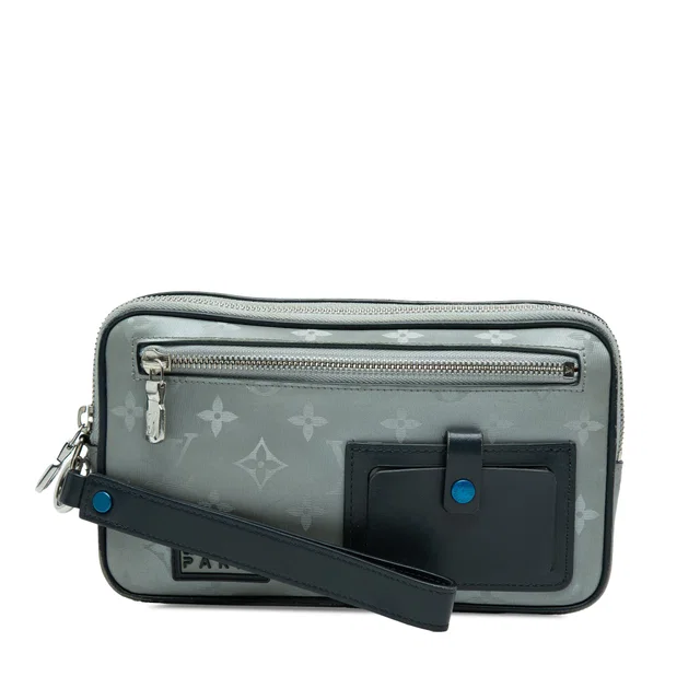 Gray Louis Vuitton Monogram Satellite Alpha Clutch in Grey Coated canvas from Designer Revival