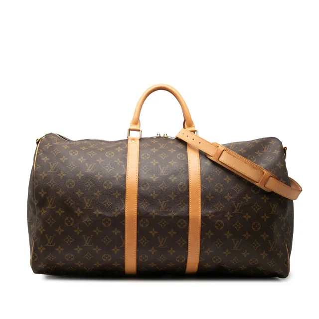 Brown Louis Vuitton Monogram Keepall Bandouliere 55 Travel Bag in Brown Coated canvas from Designer Revival