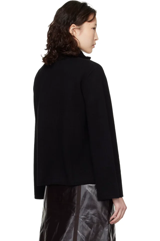 Loulou de Saison Black Gabi Zipped Cashmere Sweater, photo 3 of 4 from SSENSE