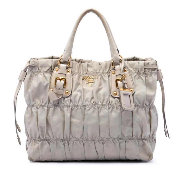Brown Prada Tessuto Gaufre Satchel in Brown Nylon from Designer Revival