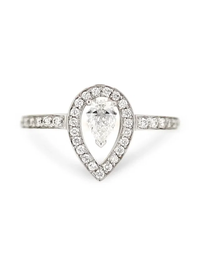 FRED 2020's Lovelight diamond pear-cut ring - women - White Gold/Diamond - 53 - Silver in silver|gray from Farfetch