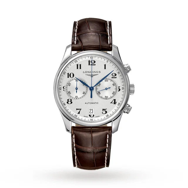 Longines Master Collection 40mm Automatic Chronograph Mens Watch in silver|gray Leather from WatchesOfSwitzerland