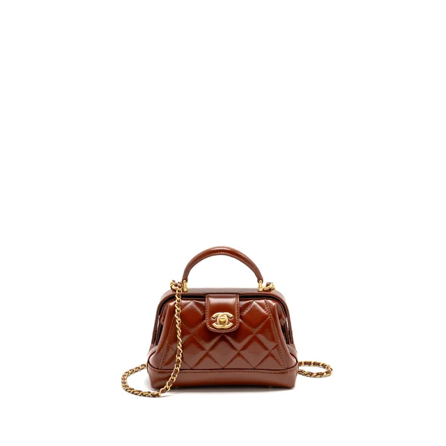 Chanel 24a Small Top Handle Doctor Bag Quilted Shiny Lambskin Caramel GHW (microchip) in Lambskin from EMIER