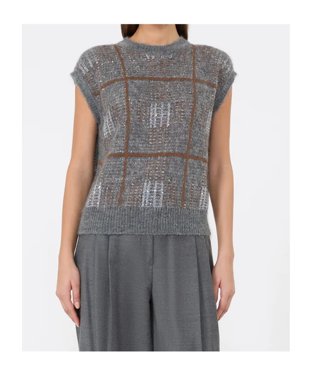 Max Mara Wool, mohair and cashmere gilet - Medium grey, photo 2 of 5 from SENSER