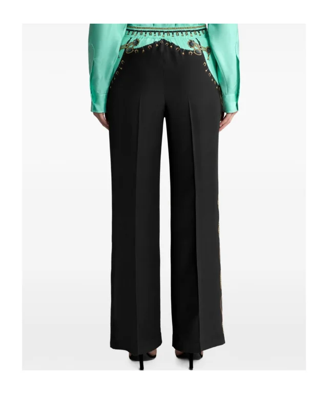 Etro straight-leg silk trousers with placed jewellery print, photo 4 of 5 from SENSER