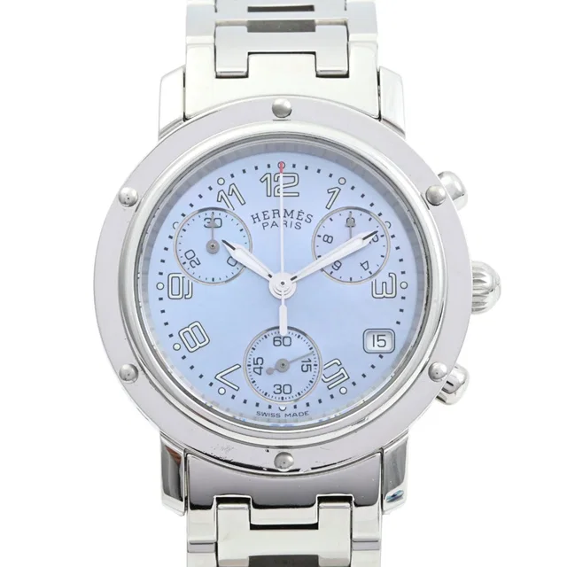 Hermès Clipper Chronograph CL.1310 Quartz Blue Shell in Blue from VINTAGE QOO TOKYO