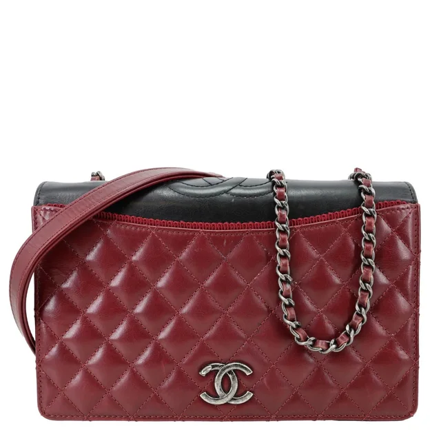 Chanel Ballerine Flap Quilted Calfskin Leather Crossbody Bag Burgundy in Burgundy Calfskin from Dallas Designer Handbags