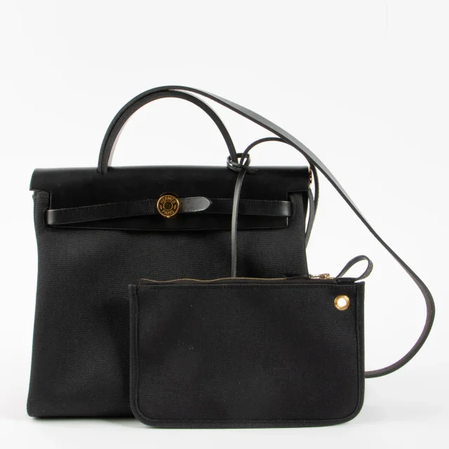 Hermès Herbag Zip 31 Black Toile Militaire/Hunter GHW in Black Canvas from Labellov, photo 6 of 8