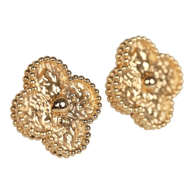 Van Cleef & Arpels Vintage Alhambra Motif Earrings 18K Yellow Gold in Yellow from Madison Avenue Couture, photo 2 of 2