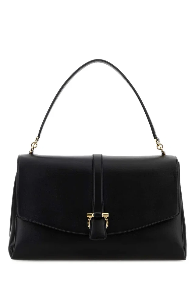 Ferragamo Nero Shoulder Bag — Black in Black Calfskin from HEWI