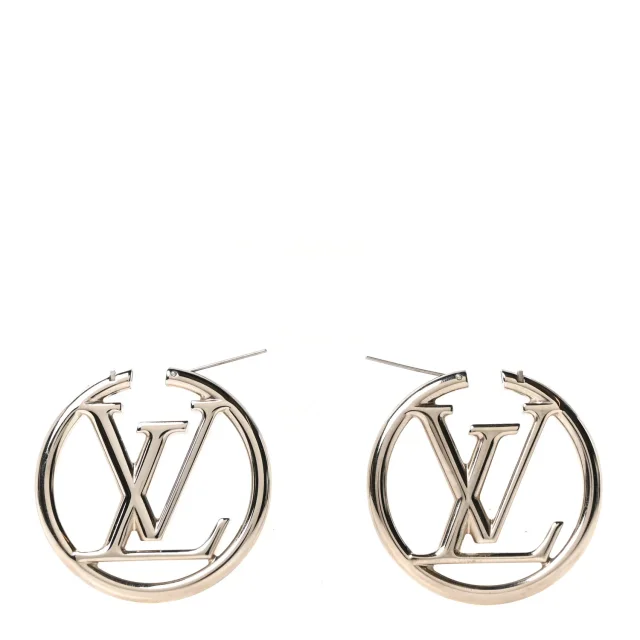 Louis Vuitton Palladium Louise Hoop Earrings Silver in Silver from FASHIONPHILE, photo 3 of 4