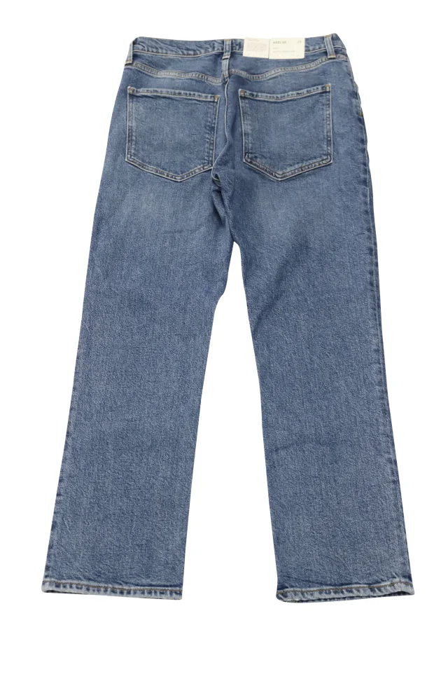 Agolde Riley High Rise Straight Crop Jeans in Blue Cotton Denim in blue, photo 2 of 4 from ShopSimon