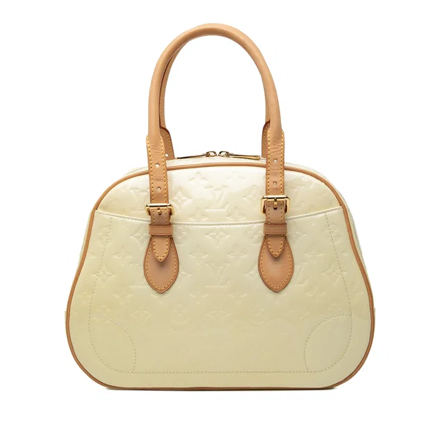 White Louis Vuitton Monogram Vernis Summit Drive Handbag in White Leather from Designer Revival