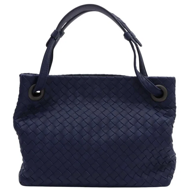 Bottega Veneta Intrecciato Handbag Blue in Blue Woven leather from VINTAGE QOO TOKYO
