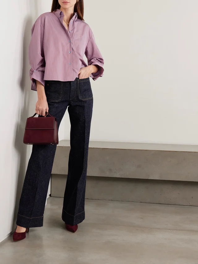 TWP J.D. cropped striped cotton-poplin shirt in Pink, photo 2 of 2 from NET-A-PORTER (Canada)
