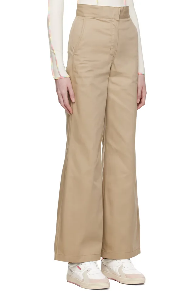 Palm Angels Beige Reversed Waistband Trousers, photo 2 of 3 from SSENSE