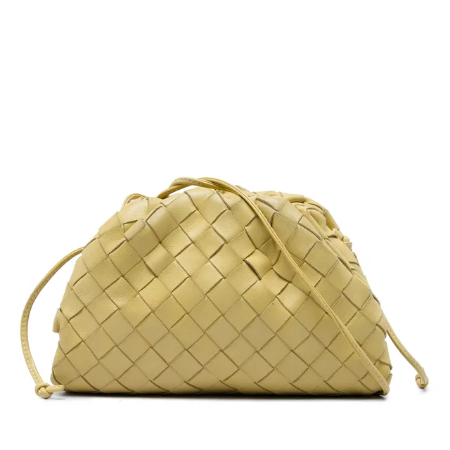 Yellow Bottega Veneta Nappa Intrecciato The Mini Pouch Crossbody in Yellow Nappa leather from Designer Revival