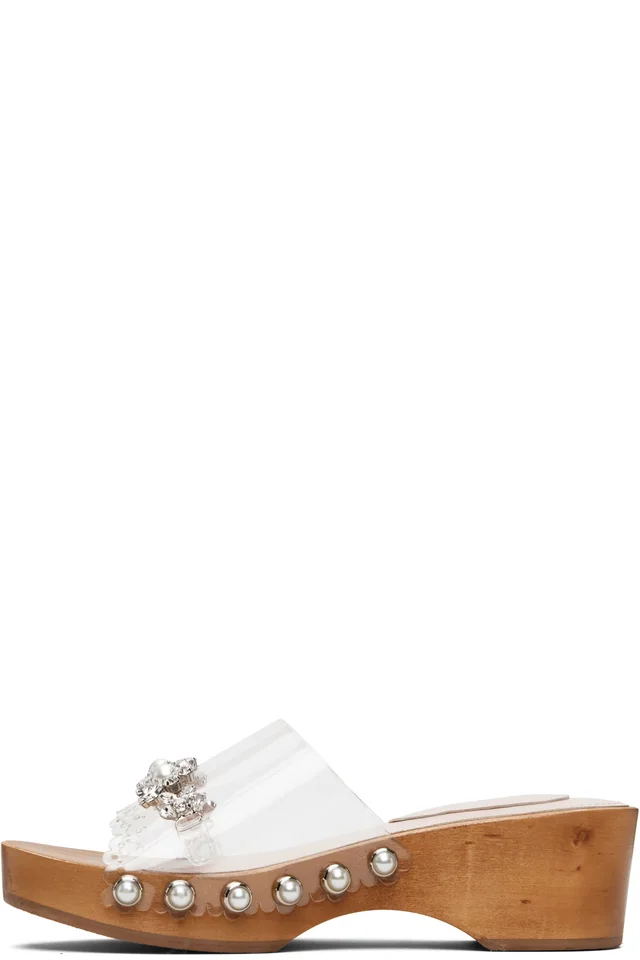 Simone Rocha Transparent Embellished Scalloped Wooden Heeled Sandals, photo 3 of 5 from SSENSE