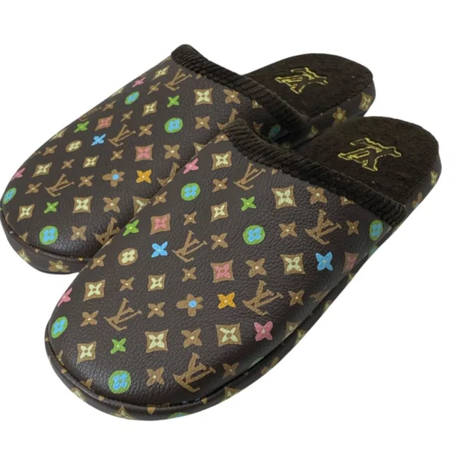 Louis Vuitton Palace Line Slippers Mules Monogram Craggy Leather Pile Brown in Brown Leather from The Reluxe