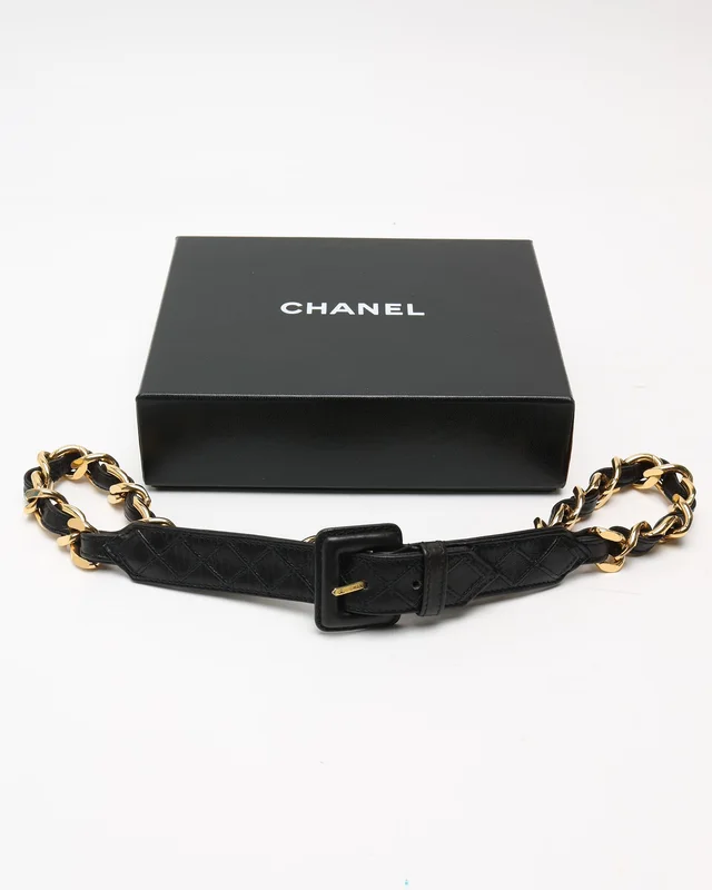 Chanel 1990s Leather Chain Belt, Size 75 in Leather from A Retro Tale, photo 2 of 2