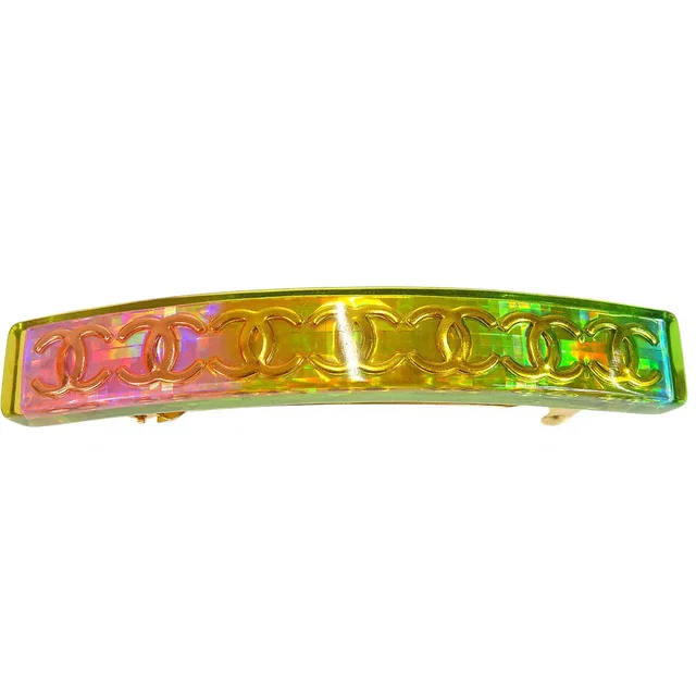 Chanel Rainbow Lucite Hair Clip Barrette 97P in Resin from AMORE Vintage Tokyo