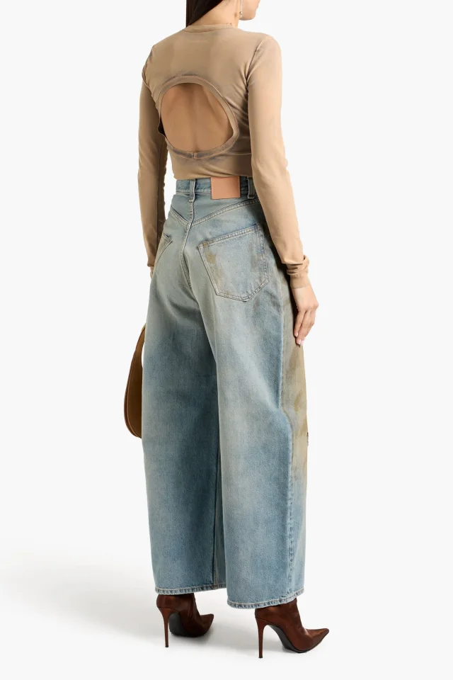 Acne Studios Cutout Stretch-Jersey Top in Beige, photo 3 of 4 from THE OUTNET