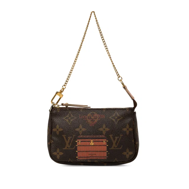 Brown Louis Vuitton Monogram Trunks and Locks Mini Pochette Accessoires Shoulder Bag in Brown Coated canvas from Designer Revival