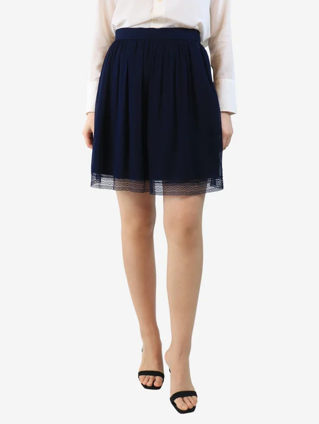 Dior Blue silk chiffon mini skirt - size UK 12 in Blue Silk from Sign of the Times