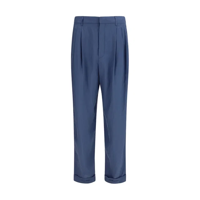 Saint Laurent Blue Silk Dress Pants in Blue Silk from HEWI