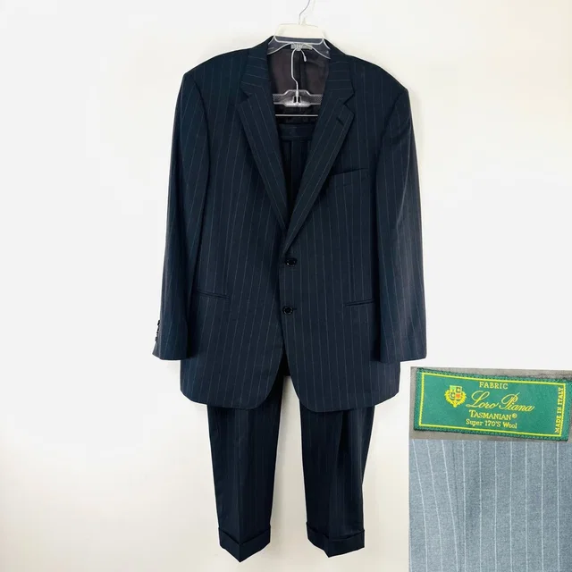 Daniel Cremieux Signature Loro Piana Super 170s Wool Pinstripe Suit Men 46l Grey in gray Wool from Poshmark