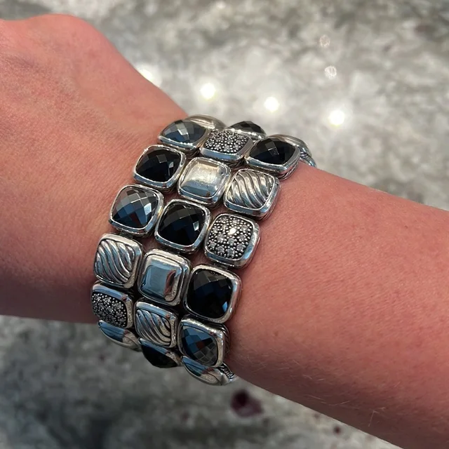 David Yurman Black Onyx, Hematite And Midnight Melange Diamond Chiclet B in gray|silver|black from Poshmark