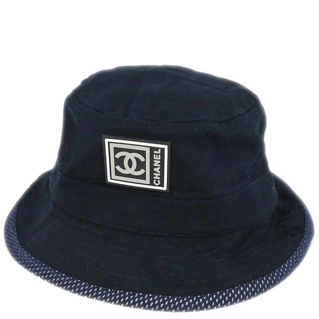 Chanel Navy Sport Line Bucket Hat #M Small Good in Navy from AMORE Vintage Tokyo