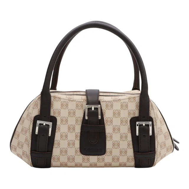 Loewe Canvas Cenda Handbag Light Beige/Dark Brown in Brown Canvas from VINTAGE QOO TOKYO
