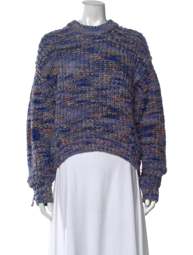 Acne Studios Patterned Crew Neck Sweater in blue from The RealReal