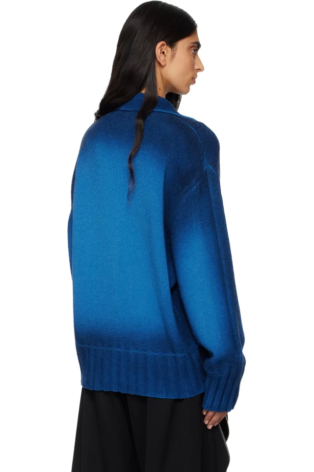 The Attico Blue Sprayed Wool Cashmere Cardigan, photo 3 of 4 from SSENSE