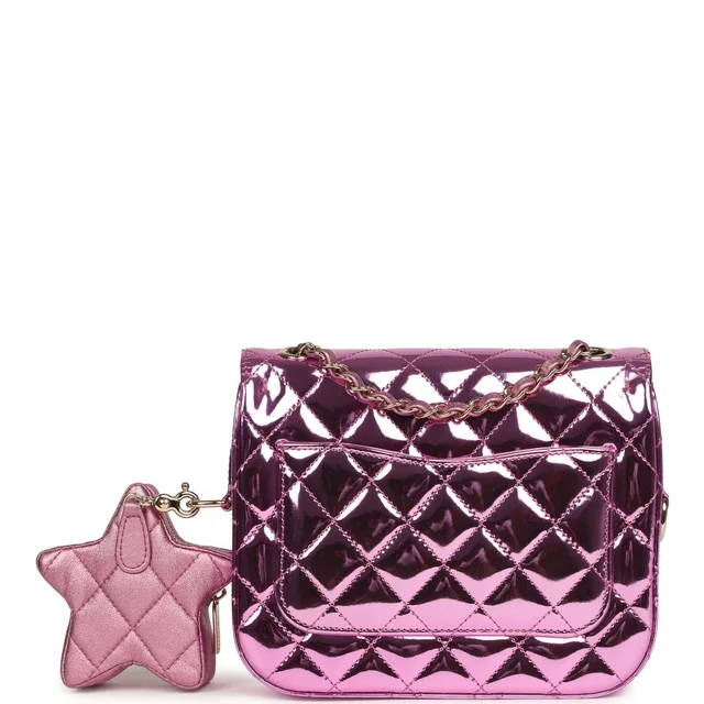 Chanel Mini Flap Bag and Star Coin Purse Pink Mirror Calfskin and Metallic Calfskin Light Gold Hardware in Purple/Metallic Calfskin from Madison Avenue Couture, photo 1 of 1