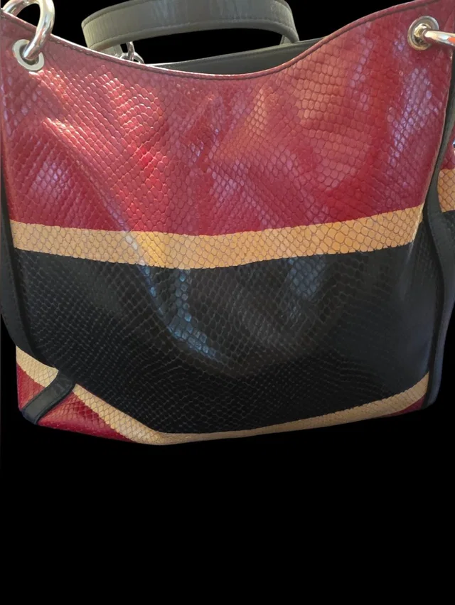 Furla Python Embossed Hobo in black|red Python from Poshmark