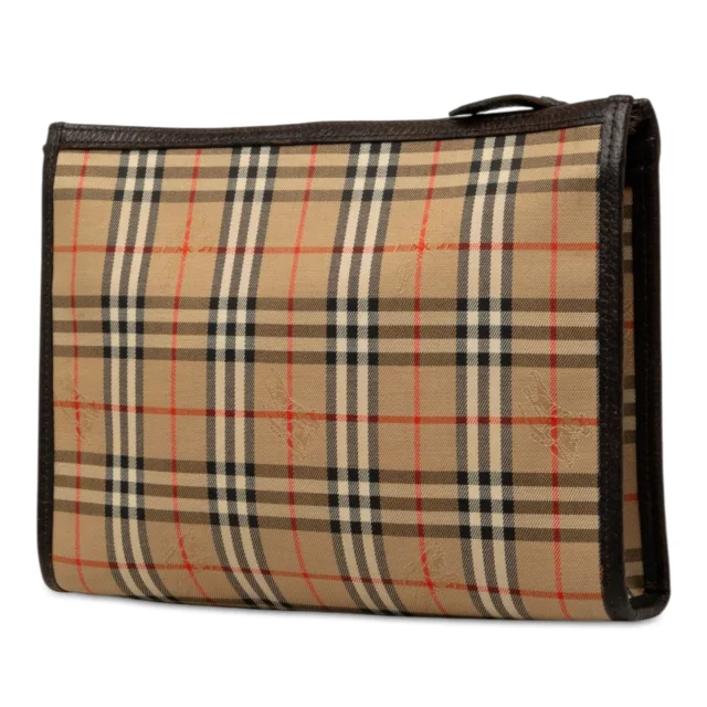 Beige Burberry Haymarket Check Canvas Clutch in Beige Canvas from Designer Revival, photo 2 of 10