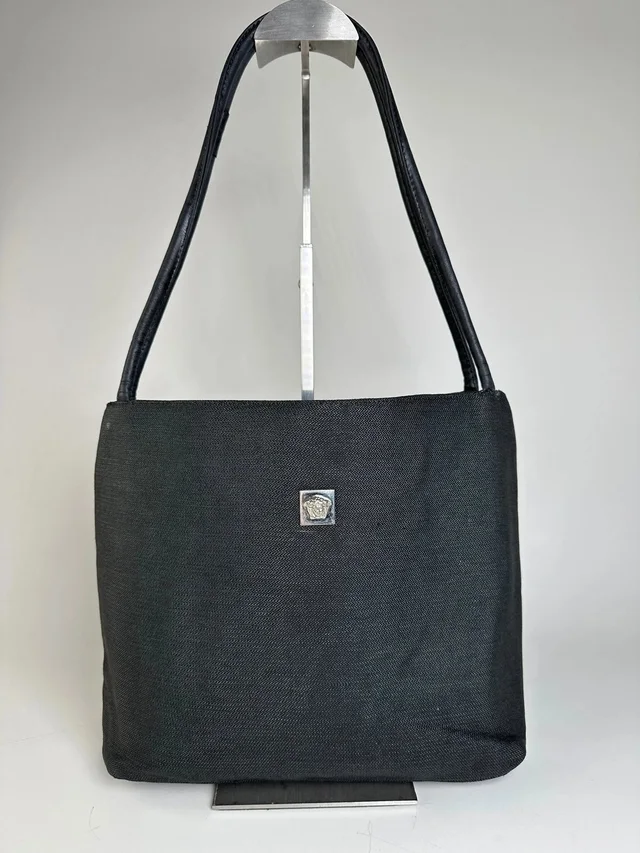 Versace Vintage Gianni Fabric Shoulder Bag Black Silver in black Leather from Grailed