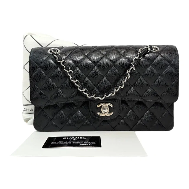 Chanel Black Classic Flap Medium Bag with SHW in Black from Luxury Promise