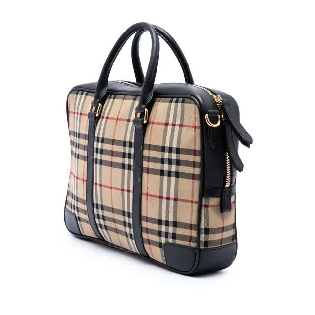 Beige Burberry Haymarket Check Nylon Business Bag in Beige Nylon from Designer Revival, photo 2 of 6