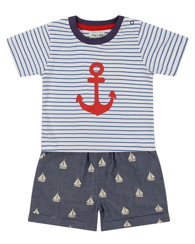Lilly and Sid Stripe Anchor Ship Short Set, image 1 of 1 from Gilt
