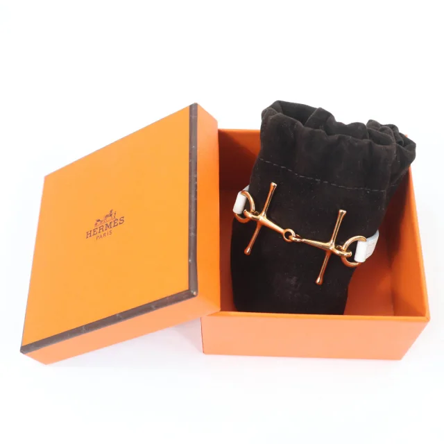 Hermès Mole Bracelet Leather Bracelet Size 17 in White Others from LuxUness, photo 2 of 8