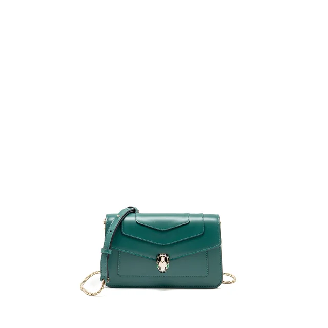 Bvlgari Serpenti Forever Wallet on Chain Calfskin Green LGHW in Green Calfskin from EMIER